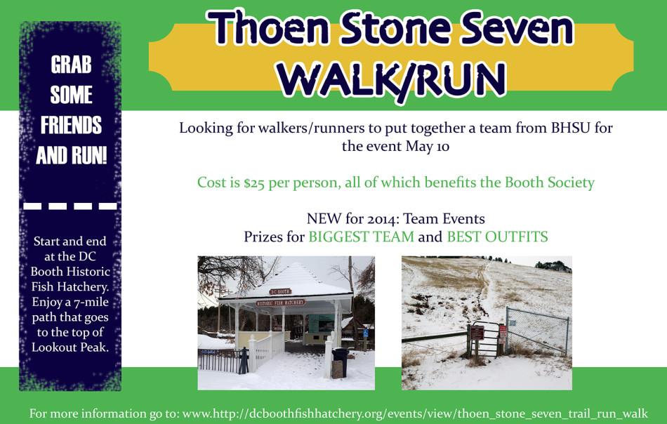 Looking for walkers/runners to put together a team  from BHSU for the event May 10th.
