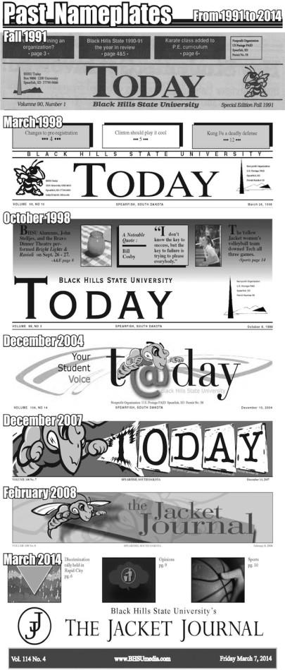 The mastheads from previous years of the student newspaper.
