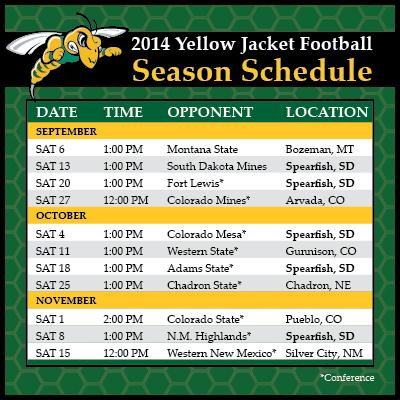 2014 Football Schedule