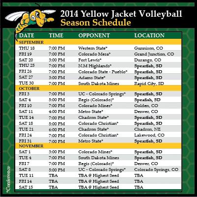 2014 Volleyball Schedule
