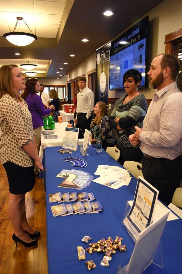 Local business representatives talk to accounting students at the BHSU Accounting Career Fair Sept. 29