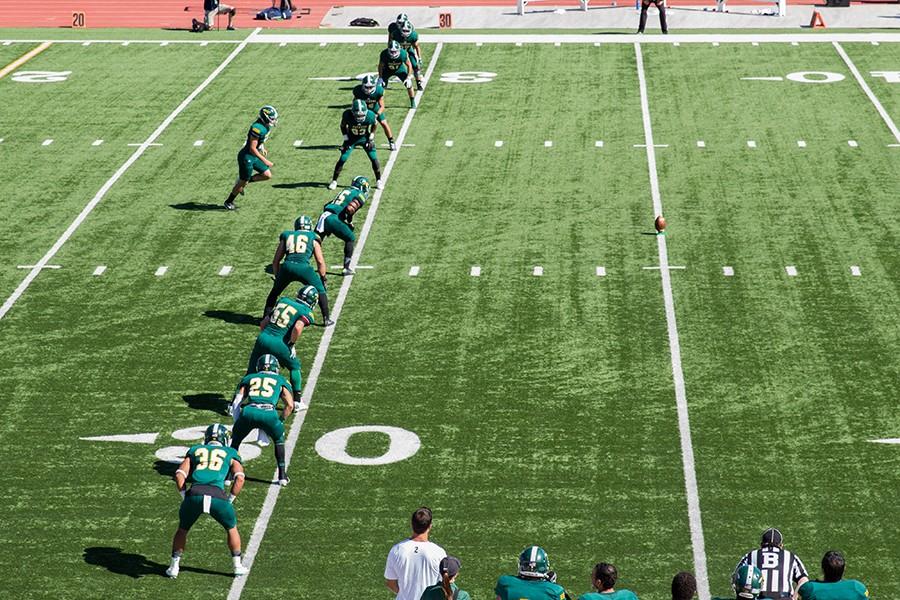 The+BHSU+Yellow+Jackets+football+team+kicks+off+at+the+first+home+game+Sept.+26