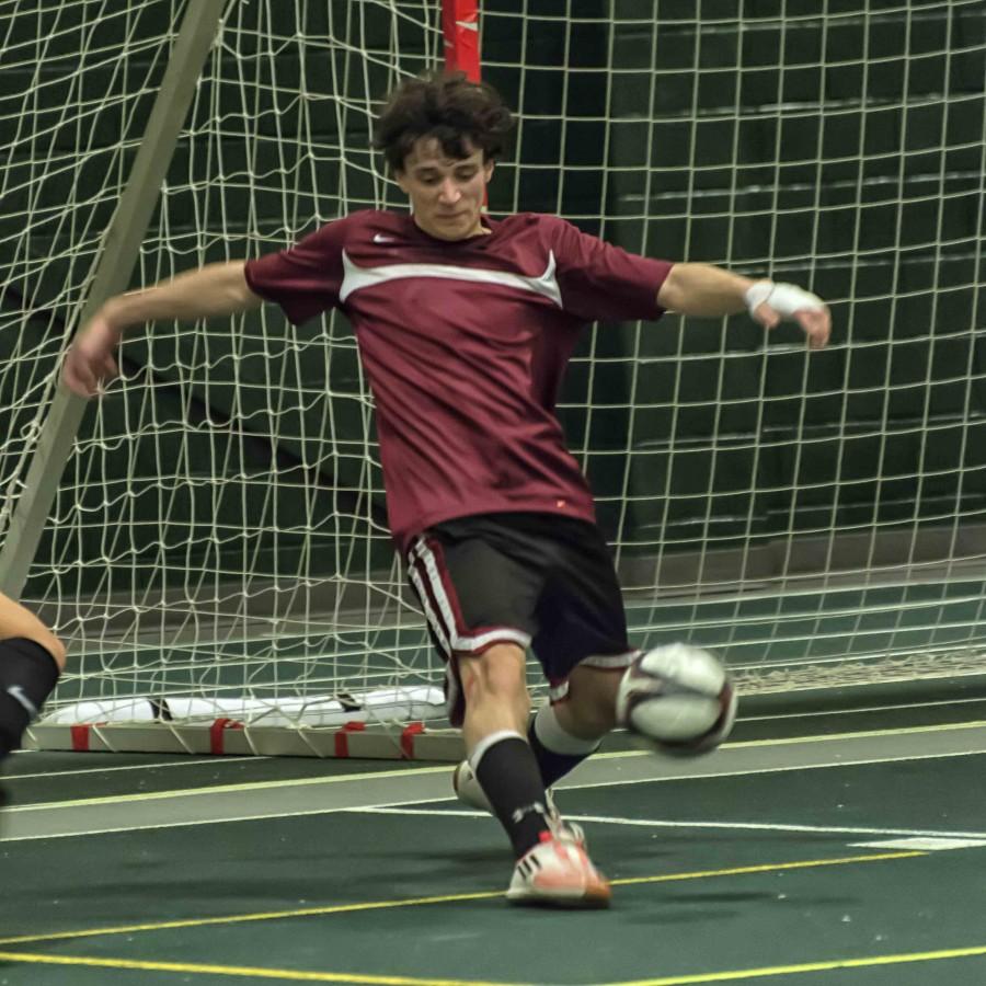 Florindo Mercado makes a save in 19th Annual Spearfish Winter Classic Indoor Soccer Tournament at Black Hills State University’s Young Center Feb. 30. 