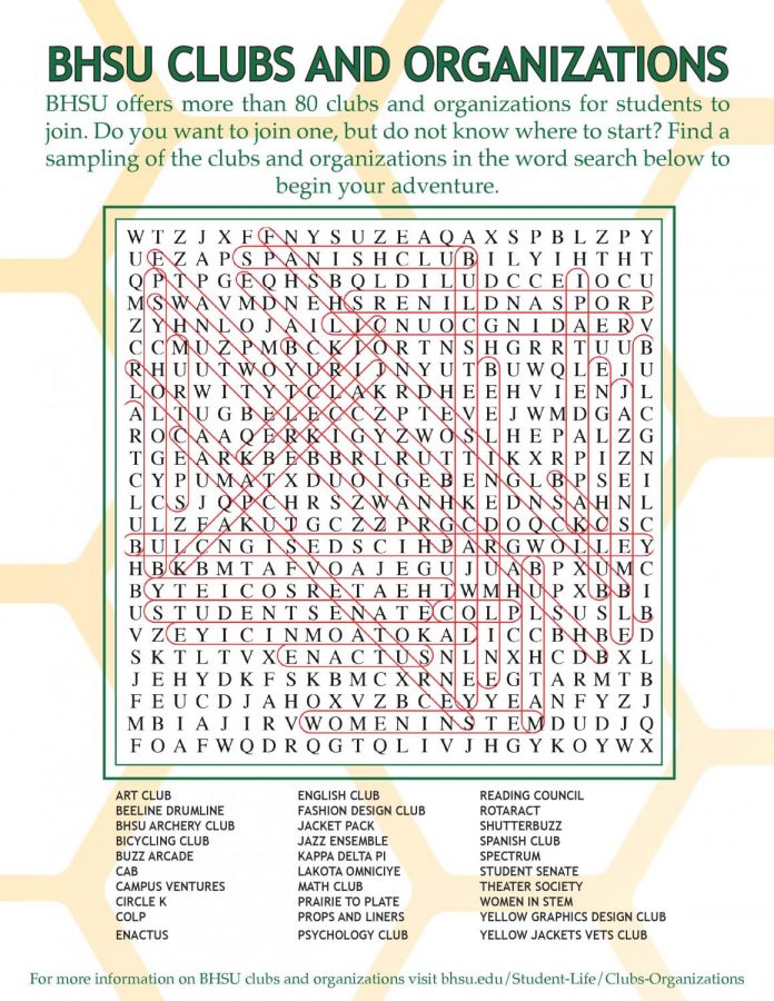 Key for the BHSU Clubs and Organizations Crossword Puzzle