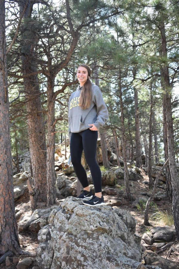 Freshman, Anita Akers, enjoys the nice weekend weather in Rapid City with a hike up M Hill.