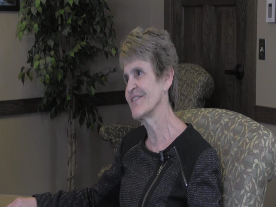 Press interview with Black Hills State University President Dr. Nichols in her office.