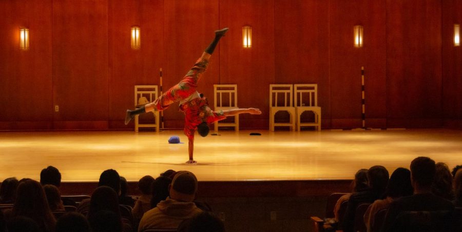 The ZUZU African Acrobats kept the small crowd at Black Hills State University students, staff, and families in awe with their performances that consisted of epic dance movies, balancing on chairs, and even a body pyramid in Spearfish, SD Friday, February 21st, 2020.