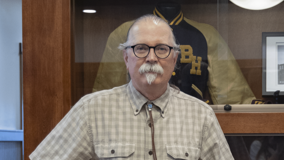 Gardner poses in the Joy Center following his talk Sept. 20.