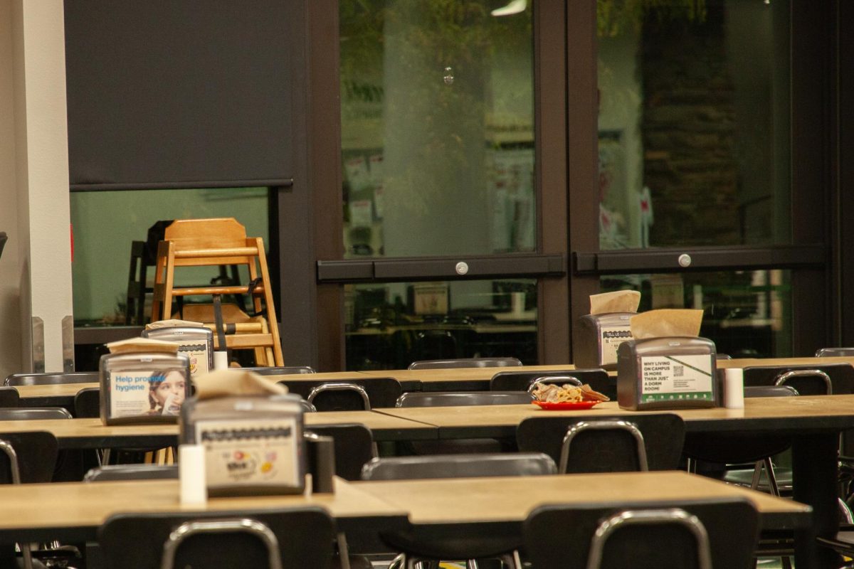 The cafeteria in the Hive left empty shortly after the conclusion of dinner.