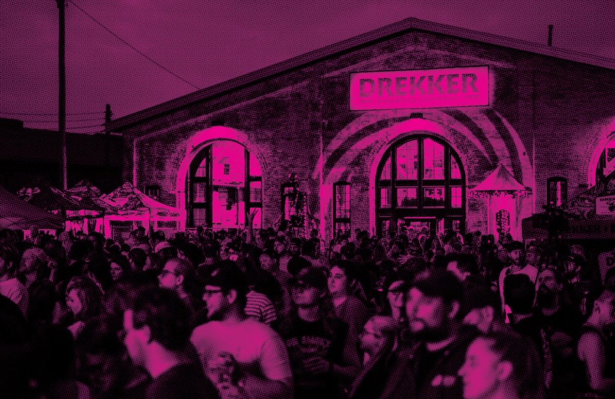 Drekker fans wait outside for a parking lot concert held at the end of DrekkerFest 2025. 